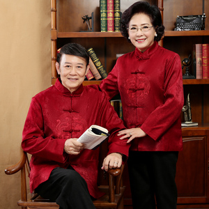 情侣唐装男秋冬中老年爸爸结婚礼服老人生日过寿衣服奶奶爷爷外套