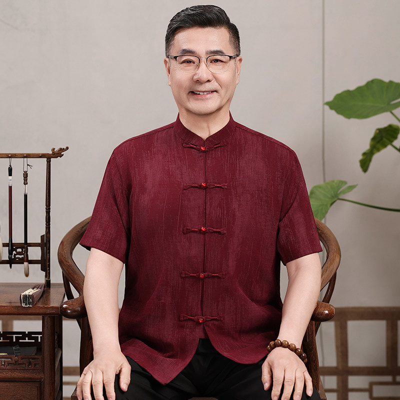 新中式棉麻唐装男夏季短袖套装