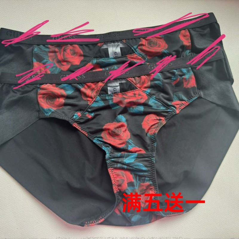 2025高端新款出口韩国大牌复古玫瑰重工女士无痕速干黑色三角内裤
