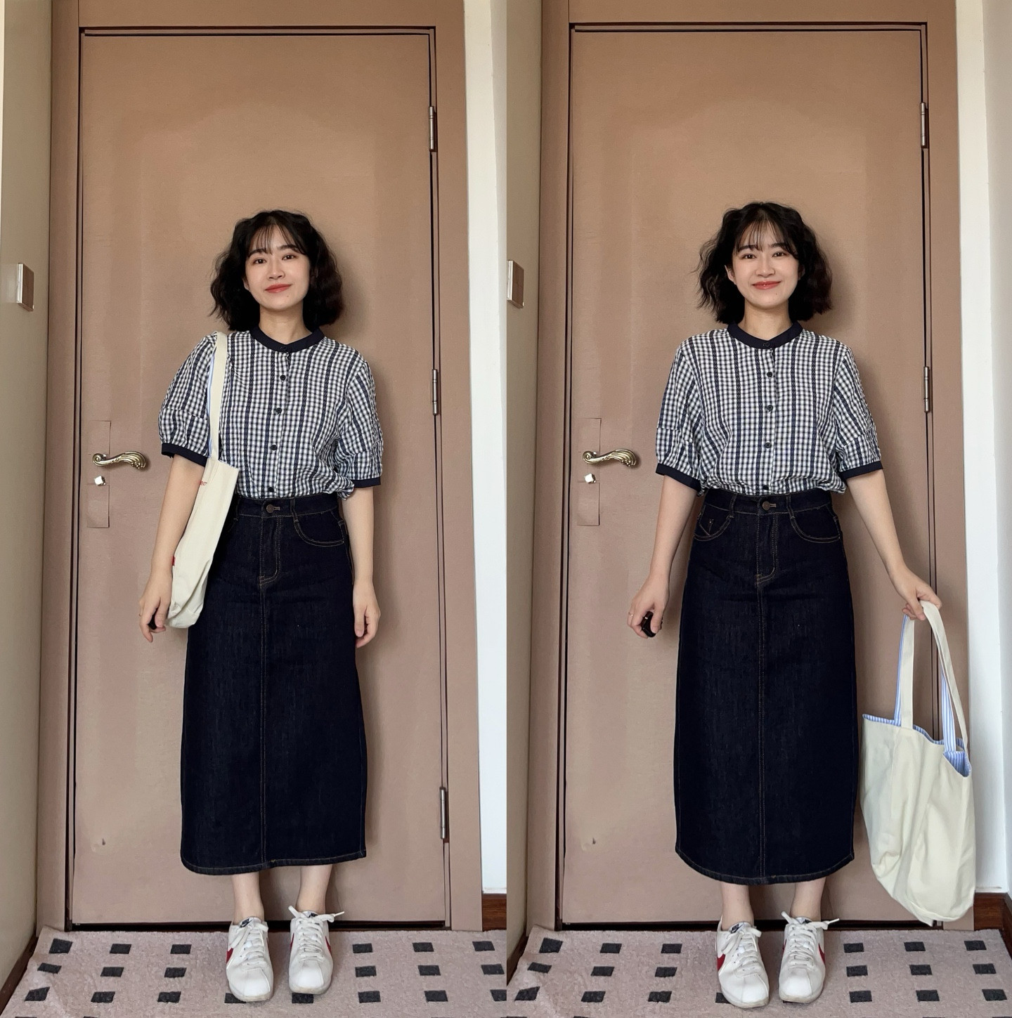 丹宁蓝牛仔半身裙女2026夏季新款高腰修身显瘦后开叉a字裙直筒裙