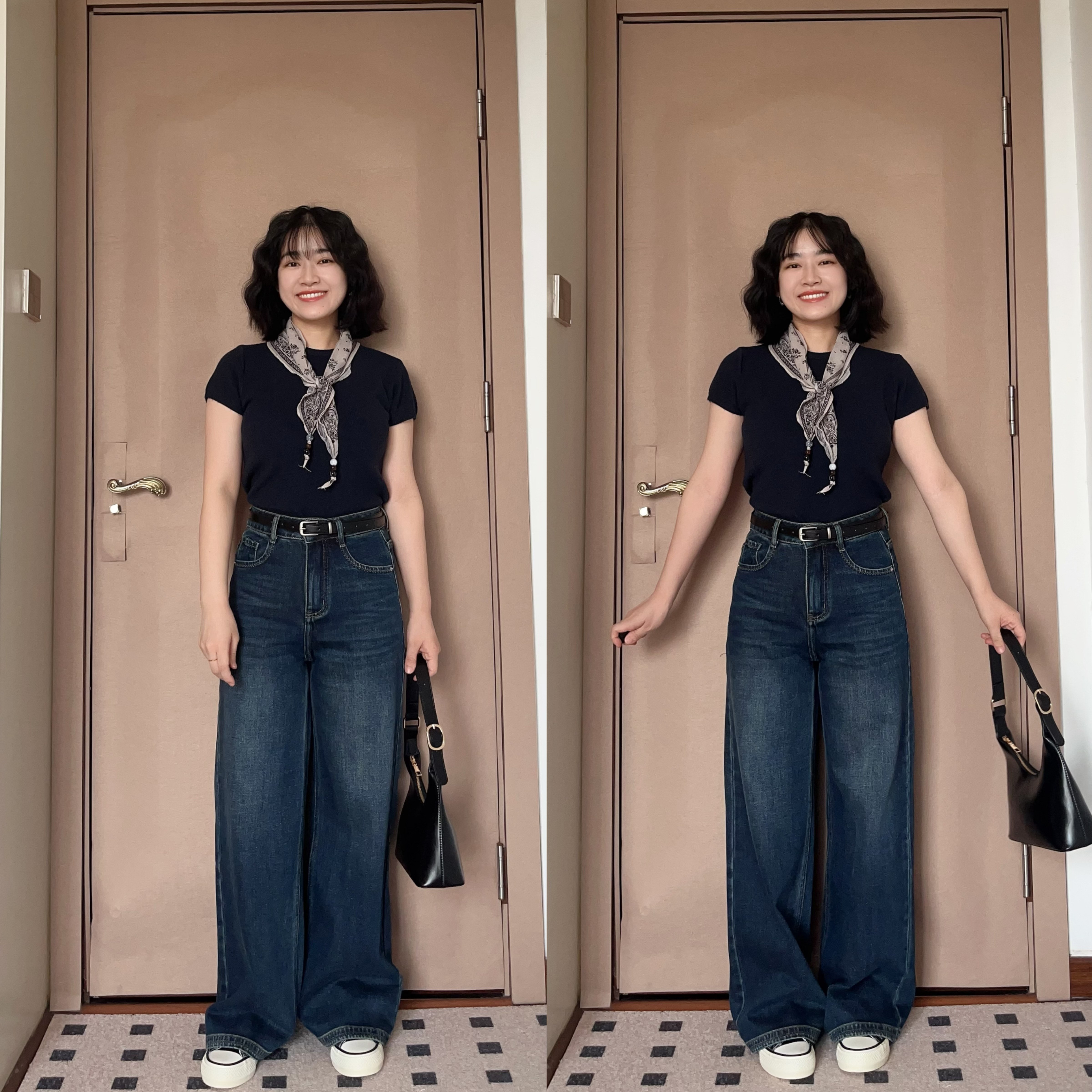 复古蓝窄版阔腿裤女2026年秋季新款高腰宽松直筒裤小个子九分裤子