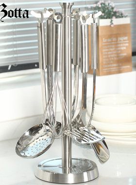 德国plazotta厨房旋转置物架锅铲勺子挂架立式304不锈钢架子挂钩