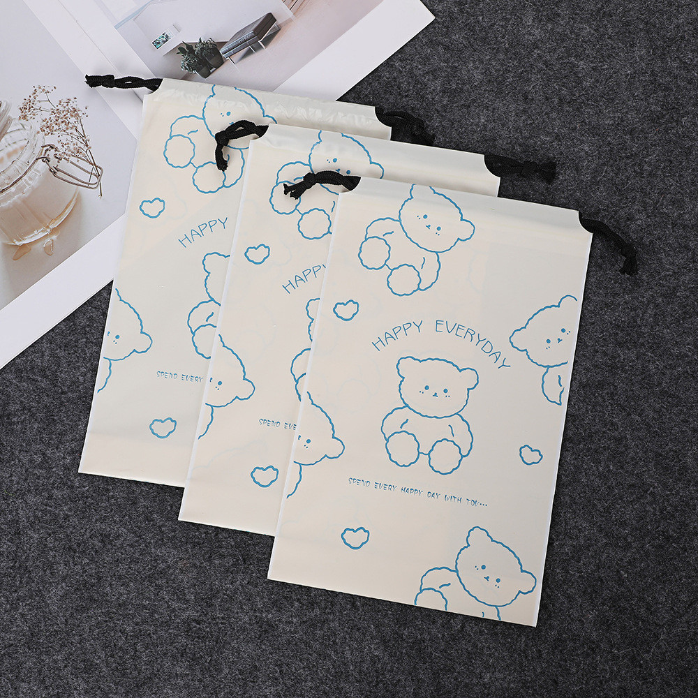 新款卡通小熊抽绳束口袋内裤袜子打底包装收纳袋PE拉绳袋厂家批发