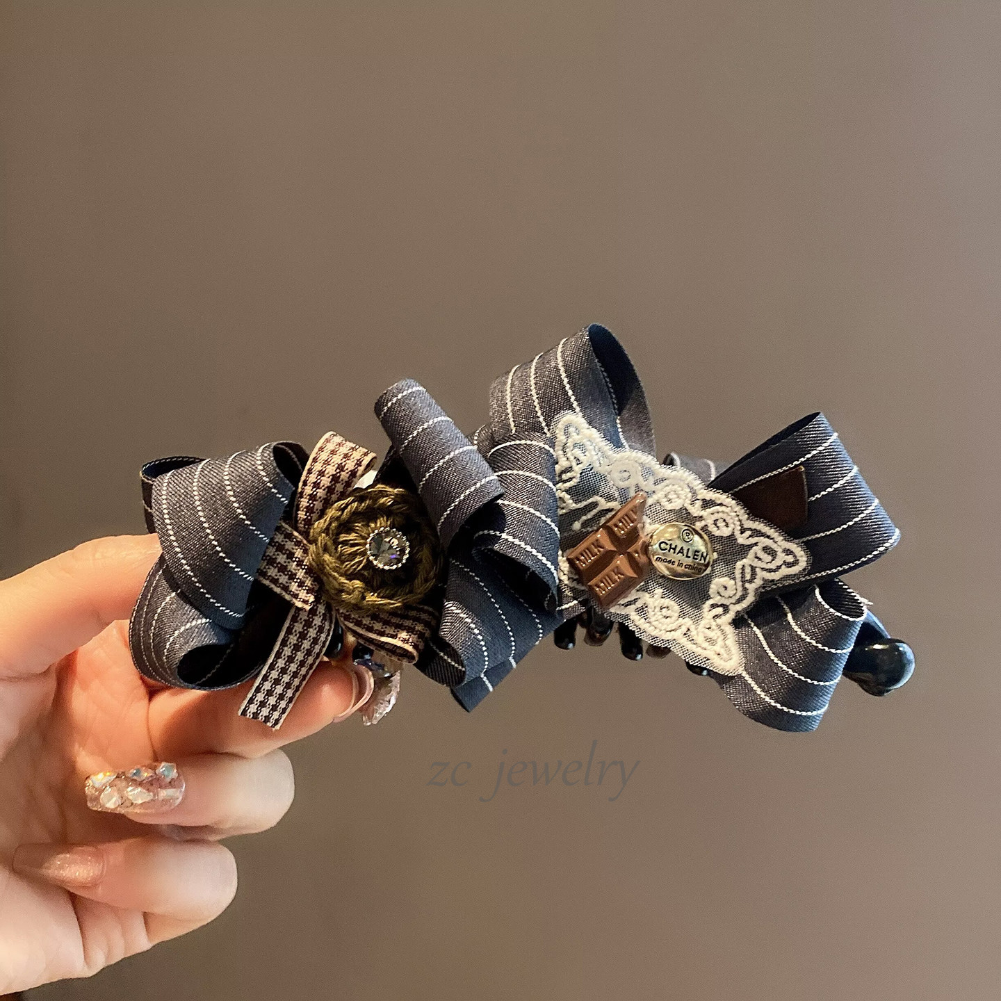 韩版东大门灰色条纹蝴蝶结气质香蕉夹女时尚甜美后脑勺高马尾横夹,饰品/流行首饰/时尚饰品新,发饰,淘宝优惠券,粉丝福利购,淘宝优惠卷