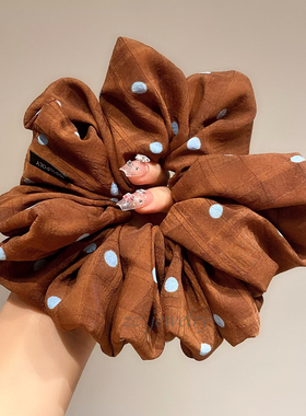高级感时尚甜美黄色波点气质大肠圈女少女慵懒后脑勺扎头绳发饰