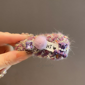 韩版 东大门秋冬毛呢闪钻卡通珍珠小熊边夹女时尚 气质侧边碎发发卡