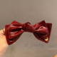 复古红色皮质蝴蝶结发夹女高级感时尚 小香后脑勺顶夹气质发卡发饰