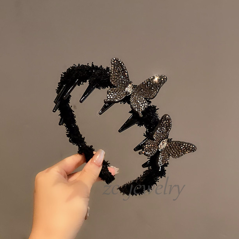 韩版东大门新款黑色闪钻蝴蝶发箍女高级感时尚外出高颅顶发卡头箍,饰品/流行首饰/时尚饰品新,发饰,淘宝优惠券,粉丝福利购,淘宝优惠卷