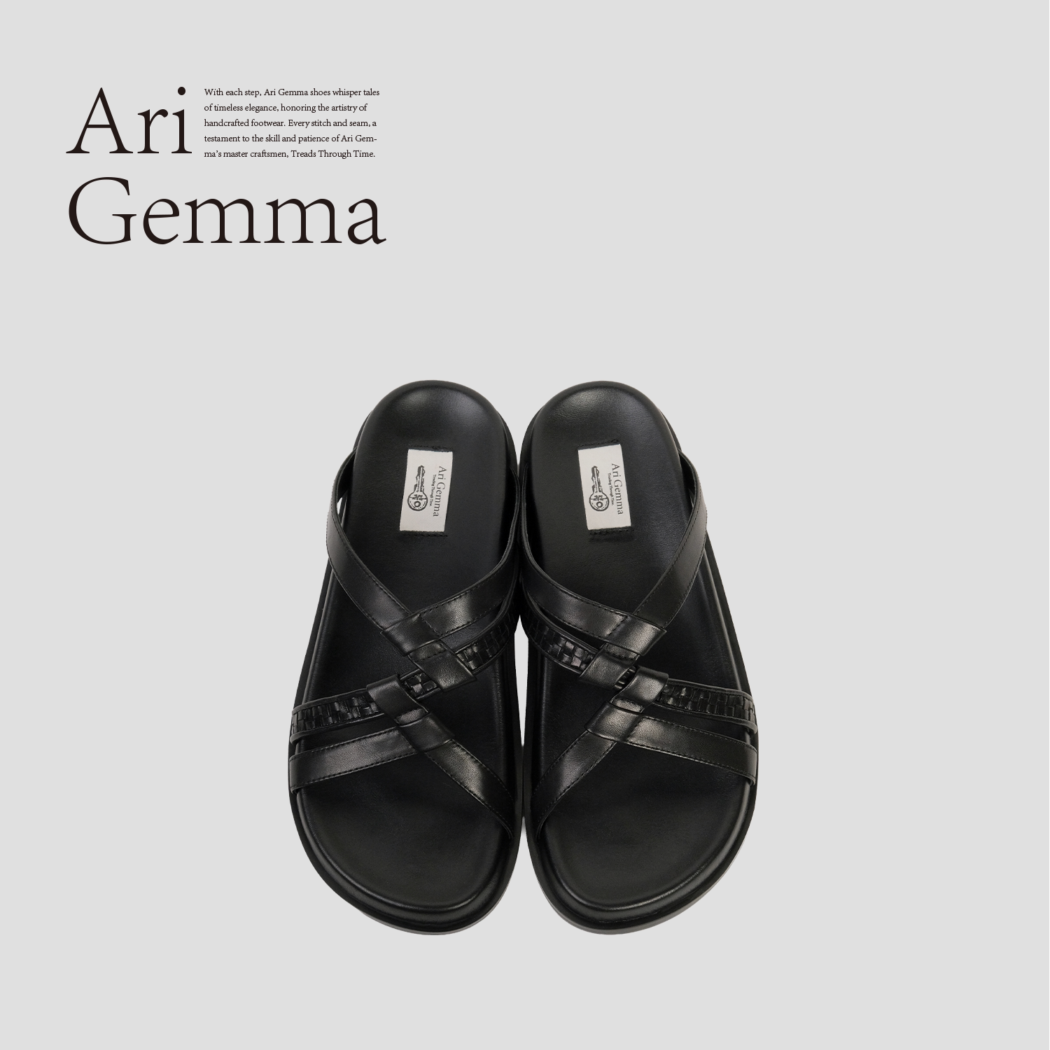 Ari Gemma｜原创设计 沙漏·交叉编织真皮厚底休闲舒适勃肯凉拖鞋
