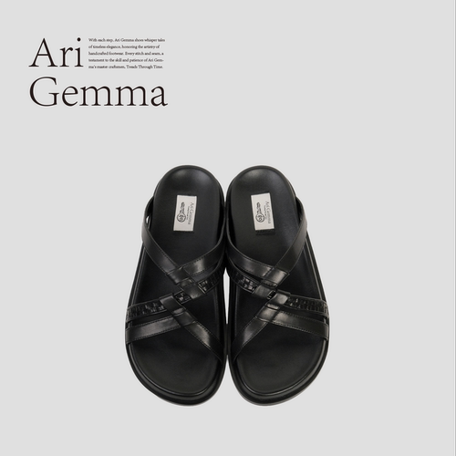 Ari Gemma｜沙漏·交叉编织真皮厚底休闲松弛舒适勃肯凉拖鞋外穿