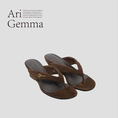Ari Gemma｜Velvet系列·复古绒面夏季新款夹趾人字拖坡跟凉拖