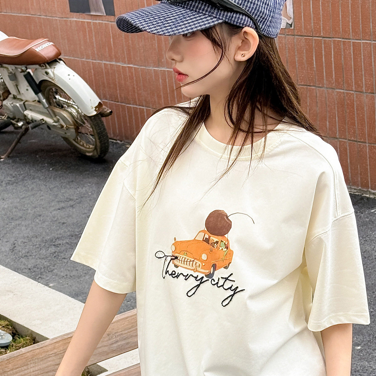 儿童短袖T恤女童夏季宽松初中生女生中大童青少年圆领套头韩版夏