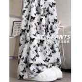 国风冰丝裤 扎染垂感阔腿裤 女夏季 新中式 蝴蝶印花宽松直筒休闲长裤