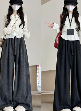 【有口袋】软糯松弛风垂感休闲裤女秋冬新款阔腿裤长裤直筒拖地裤