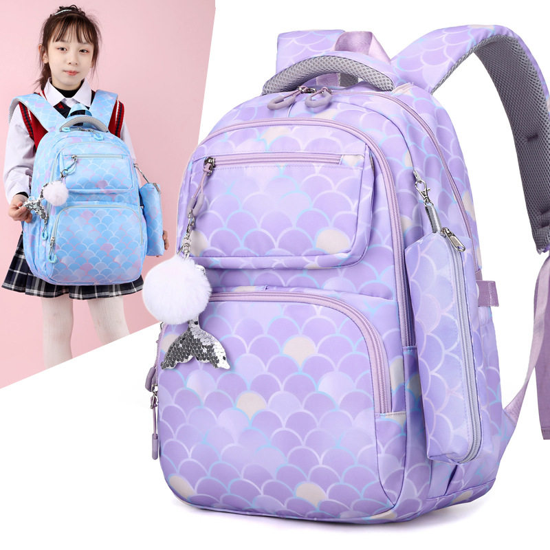 亚马逊印花小学生书包儿童双肩背包减负防水女款三件套书包批发