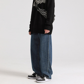长裤 怕生 男女通勤Cityboy阔腿大码 纯色水洗宽松直筒牛仔裤 潮 鹿
