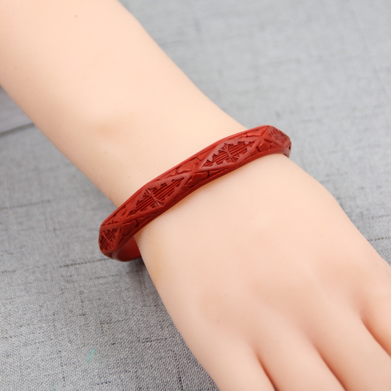 非遗传承剔红古风手工古法雕漆手镯女老外贸出口库存小众复古气质