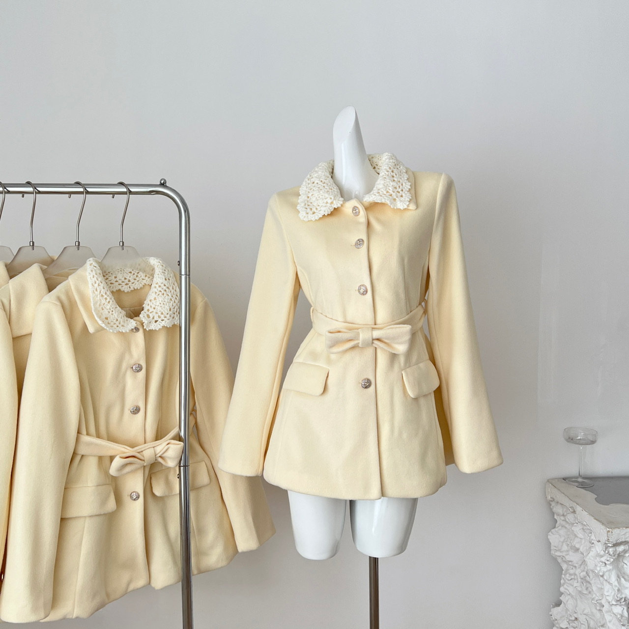 Acaine10/20 20:00 前四小时9折黄油曲奇 翻领羊毛收腰呢大衣