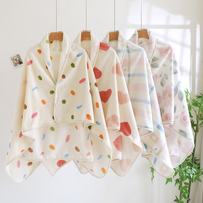 四季法兰绒午睡盖毯披肩多功能