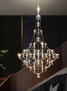 别墅覆式楼客厅水晶大吊灯楼梯高级灯现代萤火虫满天星展厅LED灯