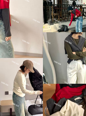 王炸面料~舒服得要命!圆领莫代尔羊绒长袖针织T恤女秋新款 W-637