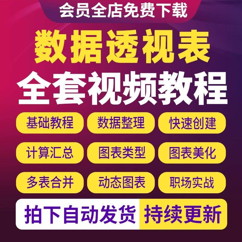 Excel数据透视表教程数据处理分析可视化动态图表格制作实操教程