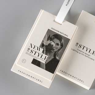 加厚100C原浆米白卡服装吊牌定制logo小红书设计师款挂牌标签订做