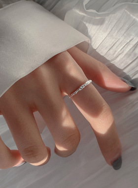 简约高级感~通体925纯银ins小众设计师褶皱锡纸肌理戒指