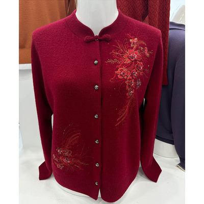 妈妈装秋2025新款毛衣外套开衫女