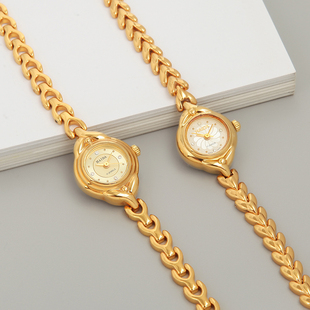 老海达牌椭圆形复古简约手动发条金色机械小金表库存全新