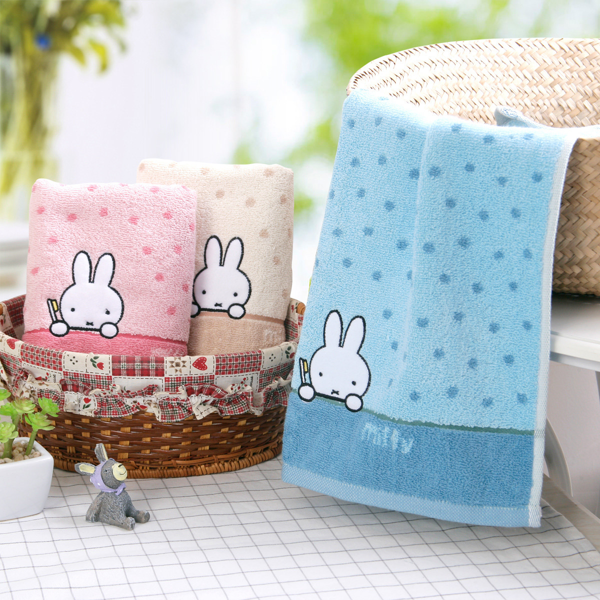 金号毛巾纯棉成人家用洗脸加厚大卡通米菲兔柔软面巾A类包邮