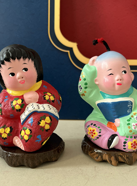 【读书】天津非遗泥人张彩塑彩绘泥塑娃娃桌面摆件手工制作工艺品