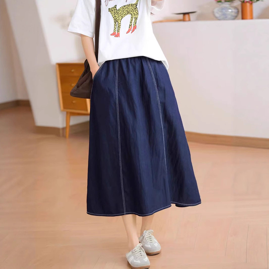 松紧腰牛仔半身裙2025女夏新款