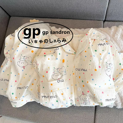 日本gp带胸垫波点睡衣女短袖