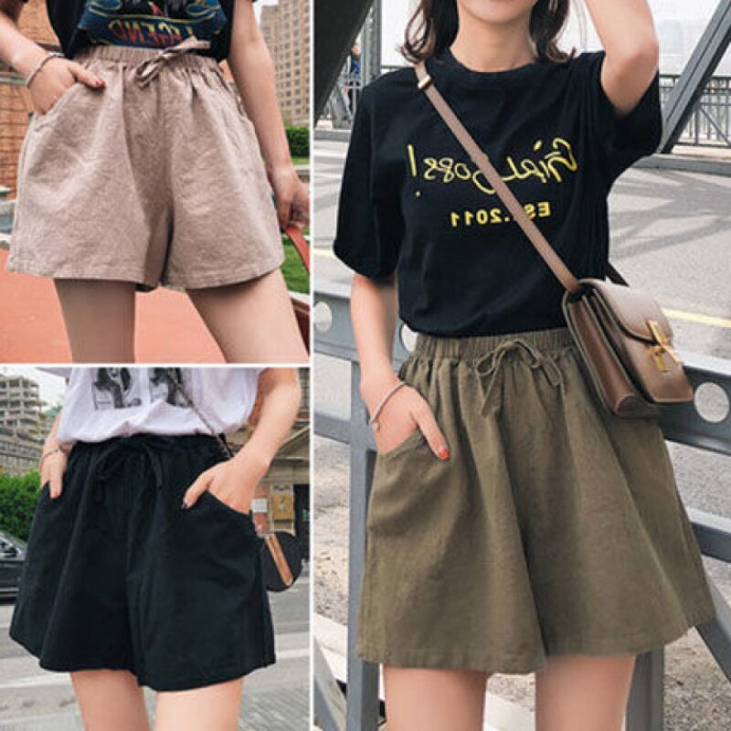 95 shorts student Korean Edition Easy Paige solar system Cotton and hemp Frenum leisure time College wind Versatile Wide leg pantsin the Women's clothing/Boutique , Pants , Casual pants  category - from Buy2taobao.com to provide professional Taobao agent buy service