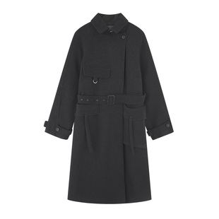 宽松通勤黑色羊毛机车感立体大衣中长款 韩版 女 2025AW IAMCPLUS