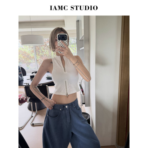 IAMCPLUS 2026SS 前开胸上下拉链背心