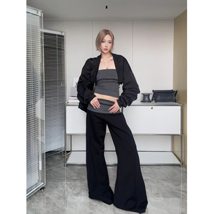 条纹翻边阔腿喇叭裤 披肩外套条纹抹胸 2025AW IAMCPLUS