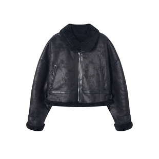 IAMCPLUS 复古皮毛一体短宽飞行夹克外套 2025AW