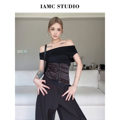 IAMCPLUS 2026SS 假两件鸡眼斜肩上衣