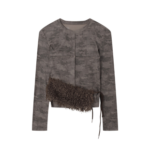 显瘦长袖 复古风拼接毛绒修身 T恤女 2025AW IAMCPLUS