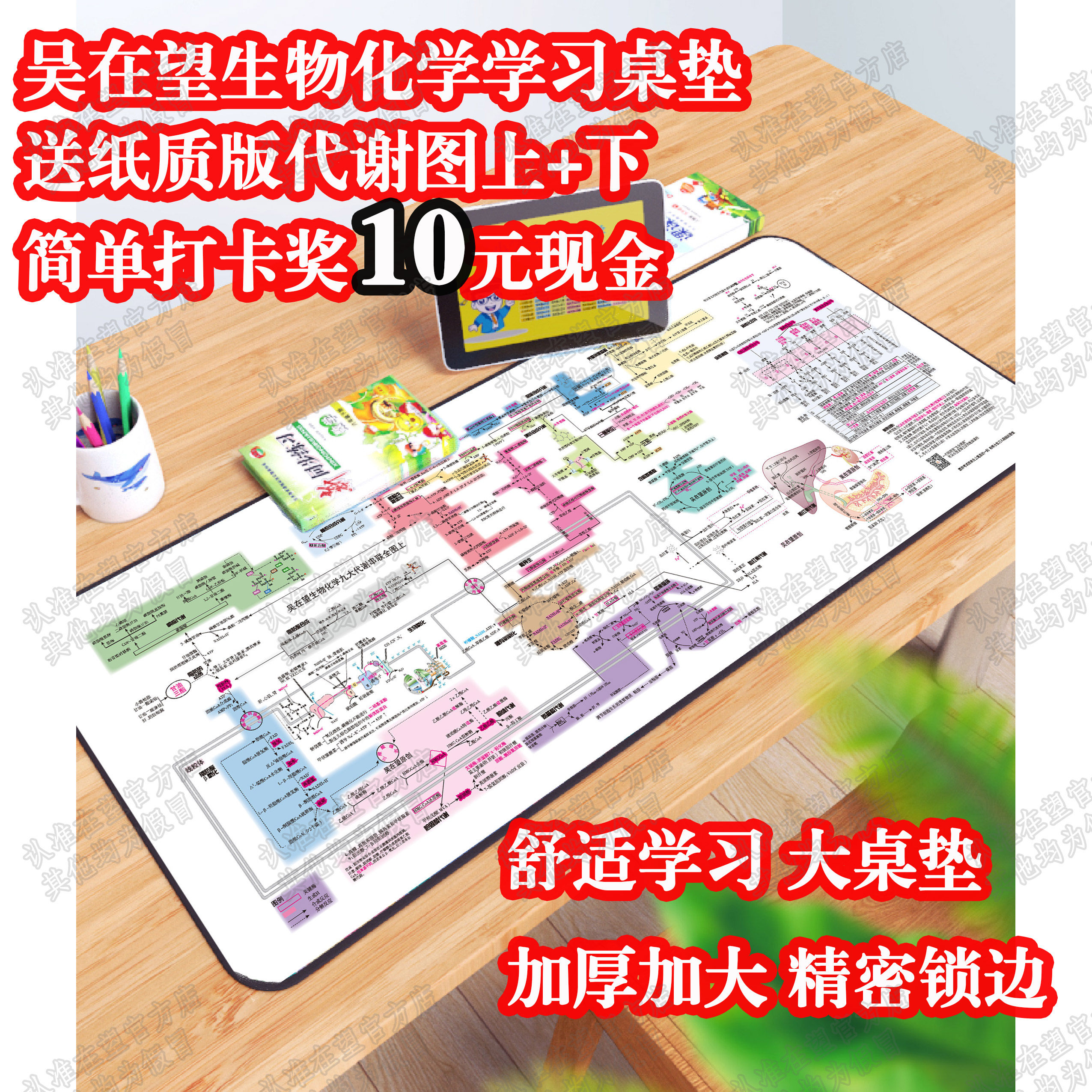 2026学习桌垫鼠标垫吴在望生物化学九大代谢加大加厚精密锁边学习