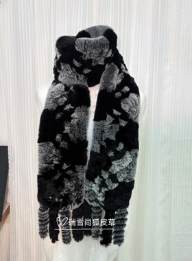 真皮草獭兔毛围巾韩版长款毛绒编织毛绒围脖保暖加厚冬季百搭女