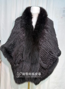 皮草外套韩版秋冬女兔毛短款编织披肩时尚狐狸毛领马甲坎肩披肩