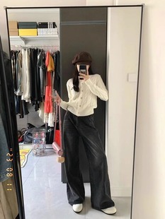 浪潮女装大码胖mm阔腿牛仔裤女春款梨形身材高腰显瘦遮腿粗直筒裤