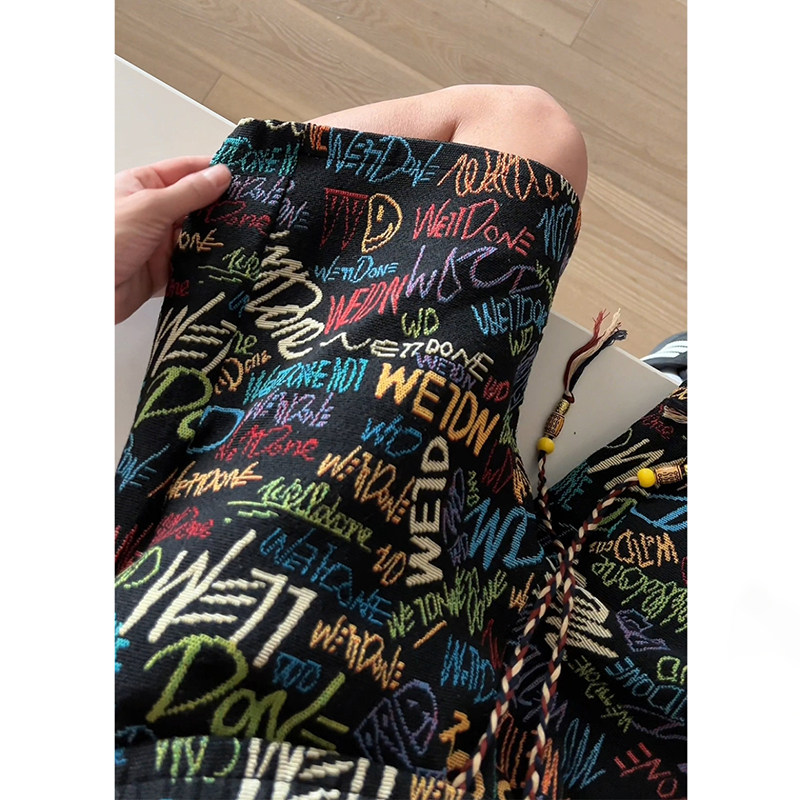 字母涂鸦印花直筒针织短裤男大码夏季宽松休闲加肥加大抽绳五分裤,男装,休闲裤,淘宝优惠券,粉丝福利购,淘宝优惠卷