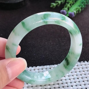 12.7 缅甸A货翡翠53 8.1老坑冰胶果冻飘花手镯 假一赔十