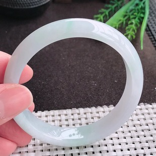 缅甸A货翡翠58.5/12.5/7.5老坑冰纯起胶月光白手镯