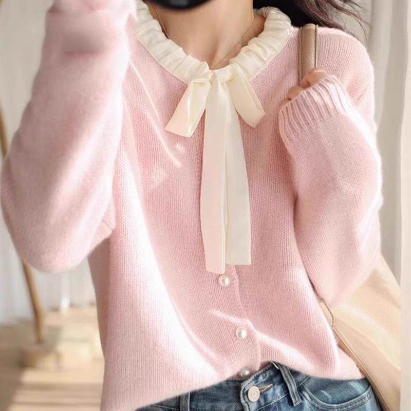 高级感温柔风针织打底衫女秋冬2025新款洋气假两件设计感时尚毛衣