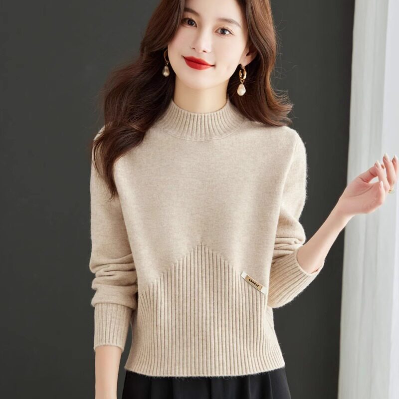 半高领纯色羊毛衫女秋冬季2025新款羊绒毛衣小个子短款针织打底衫